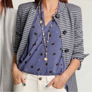 Cabi Crossover Blouse in Dusty Blue Floral | Style #5534